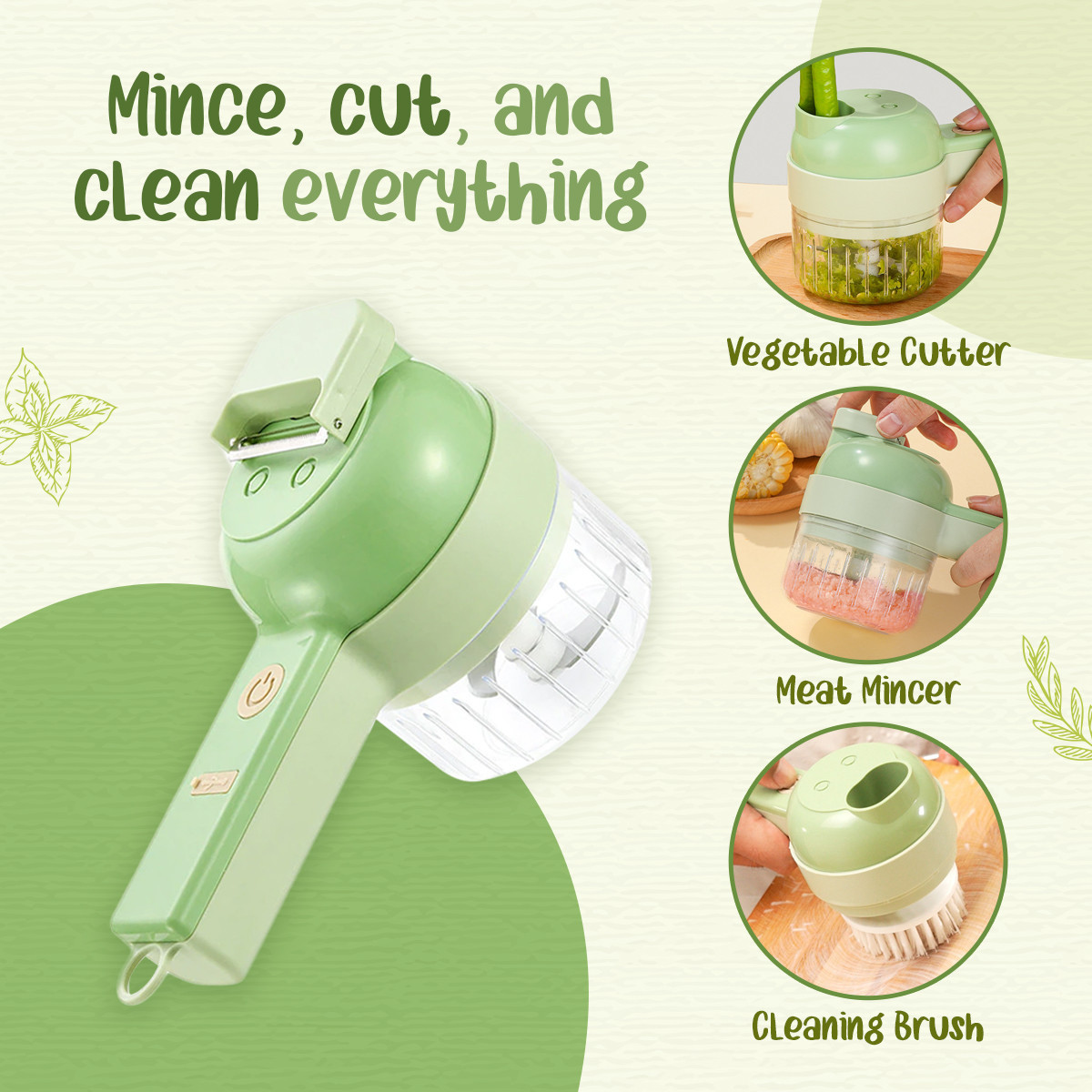 Trixy®️ 4 in 1 Electric Vegetable Chopper - Grey Technologies