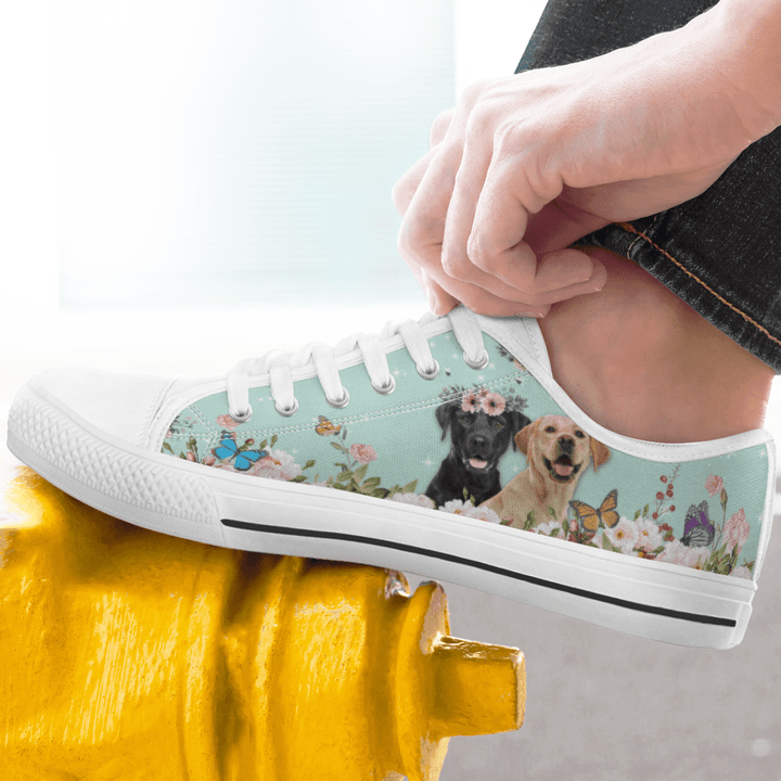 LABRADOR DOG FLOWER STYLE LOW TOP SHOES