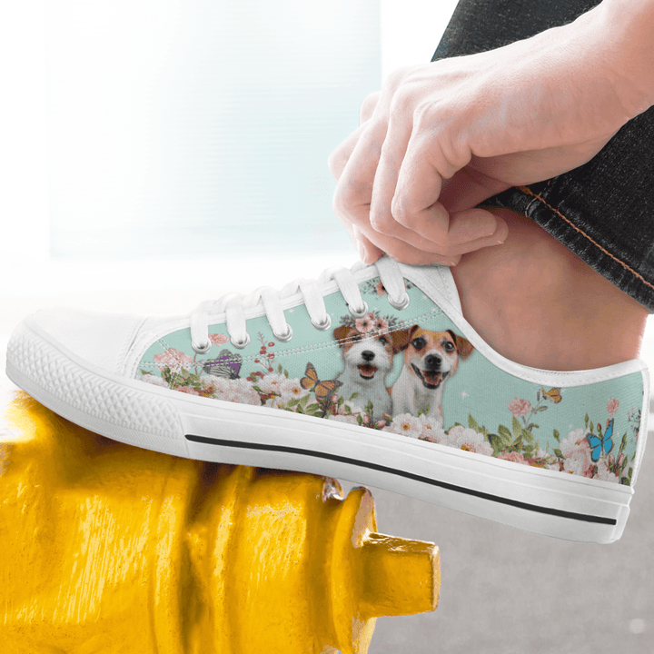 JACK RUSSELL DOG FLOWER STYLE LOWTOP SHOES