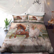 White Horse And Brown Horse Running Bedding Set HRB03