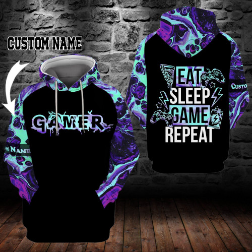 Eat Sleep Game Repeat 3D All Over Printed Shirts GM9