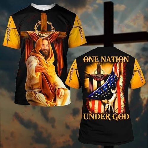 Flag Cross All Over Printed Shirts God03