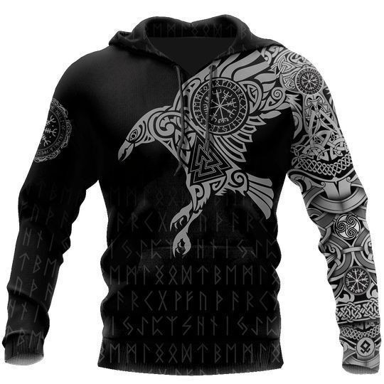 VIKINGS – THE RAVEN OF ODIN TATTOO 3D ALL OVER PRINTED SHIRTS VK44