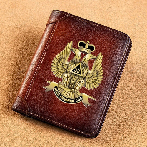 Masonic Wallet - High Quality Genuine Leather Wallet Freemason 33 - GMasonic Store