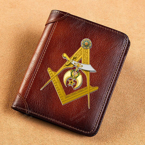 Masonic Wallet - High Quality Genuine Leather Wallet Ancient Freemasonry Design Printing Standard - GMasonic Store