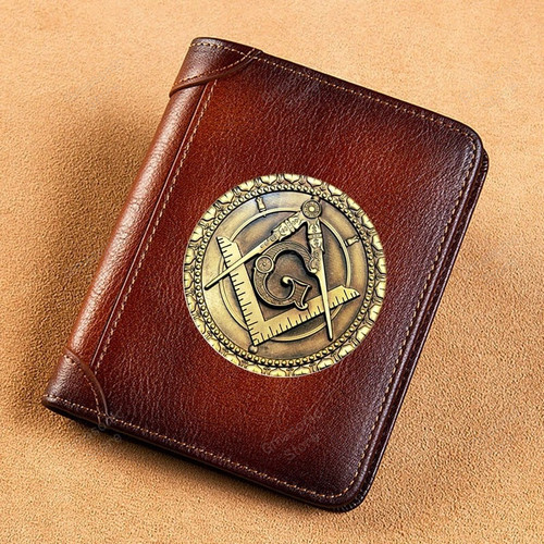 Masonic Wallet - High Quality Genuine Leather Wallet Master Mason Symbol Printing Standard - GMasonic Store