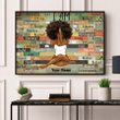 Canvas Wall Art Canvas Prints Poster Black Girl Yoga - Personalized Name PT008