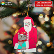 Santa Claus Is Hugging His Cat Personalized Wooden Cut Shape Ornament OR0428