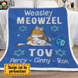 Fleece Blanket Meowzel Tov Hanukkah Cat Personalized FBL061