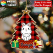 Merry Christmas Rabbit Lovers Personalized Wooden Cut Shape Ornament OR0333