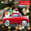 Your Cute Cat In The Red Truck Cut Shape Christmas Ornament OR0406