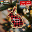 Bunny Comes Home At Holiday Personalized Wooden Cut Shape Christmas Ornament OR0383