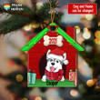 Dog Christmas House Personalized Wooden Cut Shape Ornament OR0378