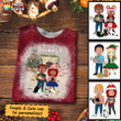 Christmas Couple Chibi And Cats Personalized Bleached Shirt Sweatshirt Hoodie AP386