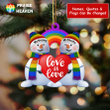 Love Is Love Personalized LGBT Snowman Cut Shape Christmas Ornament OR0253