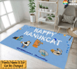 Happy Hanukcat Personalized Cat Family Horizontal Rug RU023