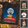 Santa Paw Is Coming Peeking Dog Christmas Shirt Sweatshirt Hoodie AP424