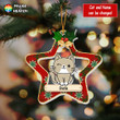 Cat Star Cut Shape Personalized Christmas Ornament OR0344