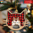Happy Cat On Christmas Day Personalized Wooden Cut Shape Ornament OR0357