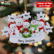 Personalized Snowman Family of 4 Cut Shape Ornament Christmas Ornament OR0320