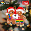 Personalized LGBT Gingerbread Couple Cut Shape Christmas Ornament OR0266