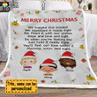 Dear Grandma Cute Kid Face Christmas Personalized Fleece Blanket FBL050