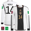 Germany National Team FIFA World Cup Qatar 2022 Patch Jamal Musiala #14 - Home Men Long Sleeve Jersey