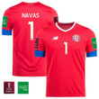 Costa Rica National Team FIFA World Cup Qatar 2022 Patch Keylor Navas #1 Home Jersey, Youth