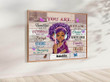 Wall Art Canvas Prints Poster Black Girl Purple Hair You Are Beautiful PT007