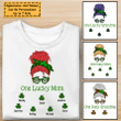 One Lucky Mom Grandma Messy Bun Personalized T-shirt Sweatshirt Hoodie AP785