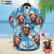 Sea Blue Color Custom Leaves Pattern Hawaiian Shirt HIS028