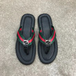 Gucci Logo-embellished Green And Red Striped Leather Flip-flops