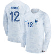 France National Team 2022-23 Qatar World Cup Jules Kounde #12 Men Long Sleeve Jersey- Away