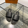 Louis Vuitton Black Monogram Waterfront Slide Sandals