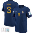 Axel Disasi #3 France National Team FIFA World Cup Qatar 2022 Patch Home Jersey, Youth