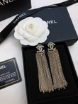 Chanel Old Gold Metal Chain Tassel Earrings