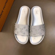Louis Vuitton Monogram Silver Slide Sandals