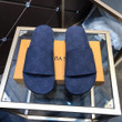 Louis Vuitton Denim Waterfront Mule Sandals In Navy Blue