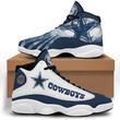 Dallas Football Team Logo Pattern Air Jordan 13 Shoes Sneakers In White And Blue