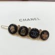 Chanel Black Stone Hair Pin With CC Icons