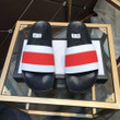 Gucci Horizontal Stripes Slides In Black Red And White