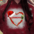 Christmas Mom Grandma Heart Personalized Bleached Shirt Sweatshirt Hoodie AP467