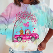 Pink Valentine Truck Peeking Dogs Tie Dye Shirt Sweatshirt Hoodie AP610