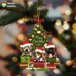 Merry Xmas Dog On Gift Box Personalized Wooden Cut Shape Ornament OR0389