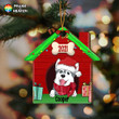 Dog Christmas House Personalized Wooden Cut Shape Ornament OR0378