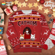 Cat Mom Red Patterned 3D-Printed Christmas Ugly Sweatshirt Hoodie AP487