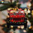 Jeep Couple With Dogs Personalized Cut Shape Christmas Ornament OR0345