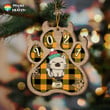 Cat With Plaid Pattern Personalized Wooden Cut Shape Christmas Ornament OR0351