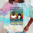 Old Man With His Cats Personalized Tie Dye Shirt Sweatshirt Hoodie AP433
