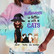 Halloween Cat Mom Witch Doll Cartoon Cat Personalized Shirt Sweatshirt AP316